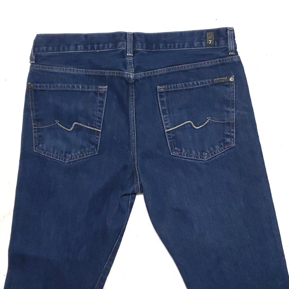 7 For All Mankind Slimmy Straight-Leg Blue Jean's Men's Size 34X28 100% Cotton
